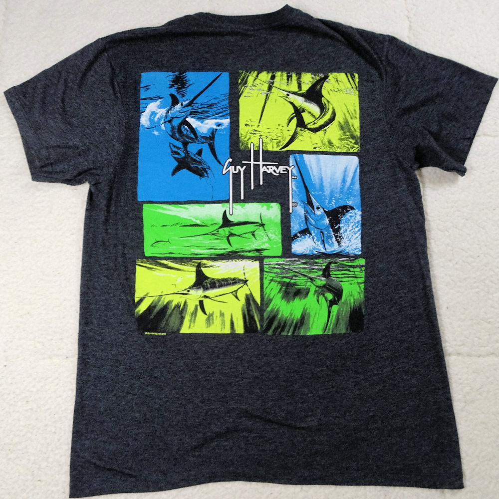 Guy Harvey Black Marlin T-Shirt Size Medium